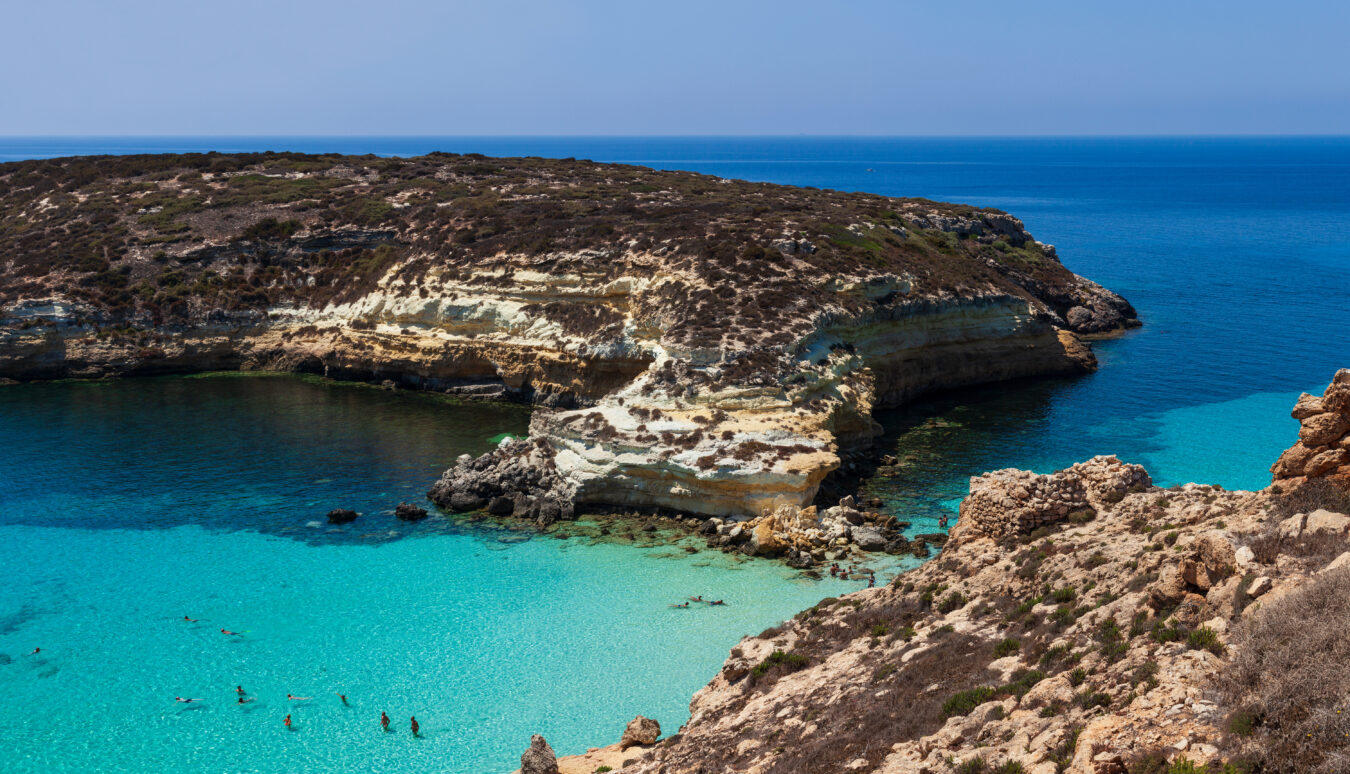 Rabbit beach in sicily (spiaggia dei conigli) as seen from above