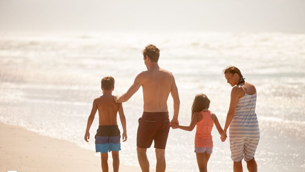 family vacation on the beach